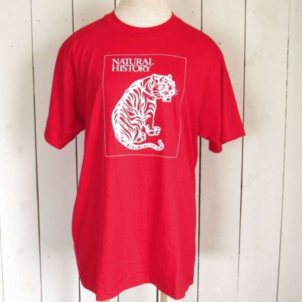 Vtg Natural History Tshirt 90s Tiger Red Tee L
